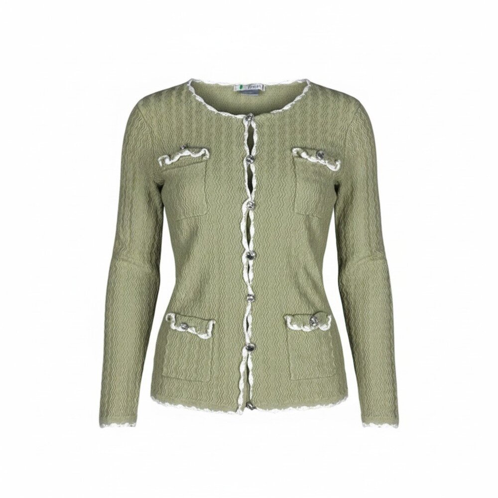 Frost Textured Button Front Cardigan Crystal Buttons Boho Cottagecore Soft Girl